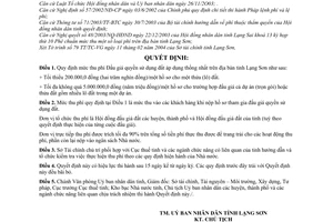 Quyết định 15/2004/QĐ-UB mức thu phí đấu giá quyền sử dụng đất trên địa bàn tỉnh Lạng Sơn