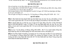 Quyết định 387/2004/QĐ-BYT  danh mục văcxin, sinh phẩm y tế sản xuất ở nước ngoài Bộ Y tế xem xét cấp số đăng ký lưu hành 2004