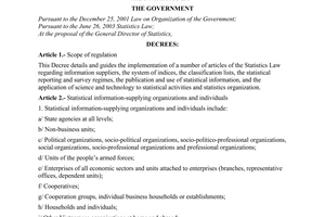 Decree No. 40/2004/ND-CP of February 13, 2004, detailing and guiding the implementation of a number of articles of the Statistics Law