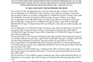 Quyết định 17/2004/QĐ-UB quản lý dự án thành phần Tin học hóa quản lý hành chính Nhà nước thành phố Hồ Chí Minh,2002-2005 đề án 112
