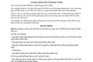 Quyết định 14/2004/QĐ-UB áp dụng cơ chế một cửa đối với lĩnh vực công việc