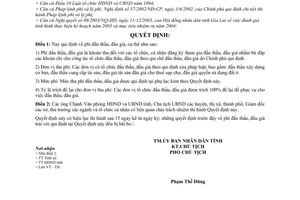 Quyết định 15/2004/QĐ-UB  phí đấu thầu đấu giá