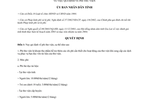 Quyết định 13/2004/QĐ-UB phí thư viện Gia Lai