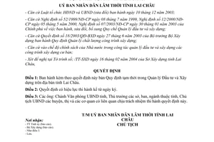 Quyết định 01/2004/QĐ-UB ban hành quy định tạm thời trong quản lý đầu tư xây dựng Lai Châu