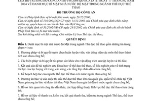 Quyết định 146/2004/QĐ-BCA A11 Danh mục bí mật nhà nước độ Mật  ngành Thể dục thể thao