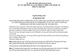Nghị định thư dự án tăng cường hệ thống dây chuyền lạnh cho xã miền núi giữa Việt Nam Luxembourg