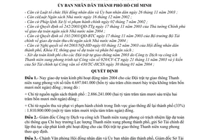 Quyết định 18/2004/QĐ-UB giao dự toán kinh phí hoạt động năm 2004 các Đội trật tự giao thông thanh niên xung phong
