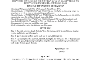 Quyết định 134/2004/QĐ-TCHQ-KTSTQ Quy chế thu thập, xử lý quản lý thông tin phục vụ công tác kiểm tra sau thông quan