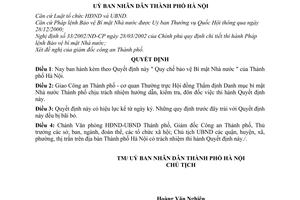 Quyết định 22/2004/QĐ-UB  Quy chế bảo vệ Bí mật Nhà nước Thành phố Hà Nội