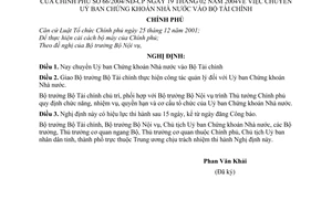 Nghị định 66/2004/NĐ-CP chuyển Uỷ ban Chứng khoán Nhà nước vào Bộ Tài chính