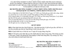 Quyết định 365/2004/QĐ-BNN-TY giết mổ, chế biến tiêu thụ sản phẩm gia cầm tại vùng không có dịch cúm gia cầm