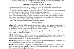 Quyết định 02/2004/QĐ-BGDĐT Quy chế tổ chức đào tạo, kiểm tra, thi công nhận tốt nghiệp đại học, cao đẳng bổ sung 04/1999/QĐ-BGD&ĐT