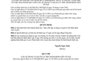 Quyết định 21/2004/QĐ-BTC Quy chế cấp, sử dụng quản lý Thẻ thẩm định viên về giá