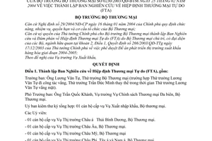 Quyết định 230/2004/QĐ-BTM thành lập Ban nghiên cứu Hiệp định thương mại tự do FTA