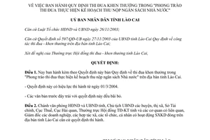Quyết định 66/2004/QĐ-UBND thi đua khen thưởng phong trào thu nộp ngân sách Lào Cai