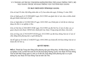 Quyết định số 82/2004/QĐ-UB Trung tâm Đăng kiểm phương tiện giao thông thủy