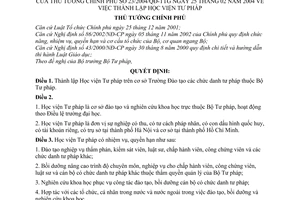Quyết định 23/2004/QĐ-TTg thành lập Học viện Tư pháp