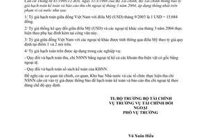 Thông báo 1859/TC-TCĐN tỷ giá hạch toán ngoại tệ tháng 3/2004