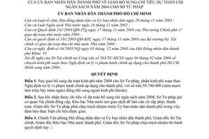 Quyết định 46/2004/ QĐ-UB giao bổ sung chỉ tiêu dự toán chi ngân sách 2004  Sở Tư pháp