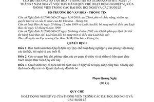 Quyết định 10/2004/QĐ-BVHTT Quy chế hoạt động nghiệp vụ phóng viên đại hội, hội nghị buổi lễ
