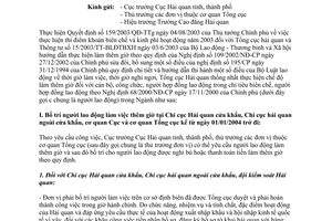 Công văn 912/TCHQ-TCCB chế độ làm thêm giờ và phụ cấp làm đêm