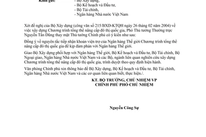 Công văn  969/VPCP-CN xây dựng chương trình tổng thể nâng cấp đô thị quốc gia