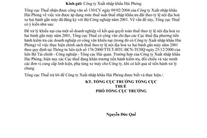 Công văn  649 TCT/TTr thực hiện chính sách thuế nhập khẩu theo tỷ lệ nội địa hoá xe hai bánh gắn máy  2001