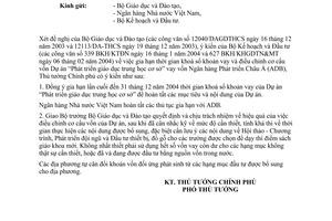 Công văn  346/CP-QHQT gia hạn thời gian khoá sổ khoản vay và điều chỉnh cơ cấu vốn Dự án Phát triển GDTHCS