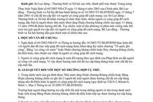 Công văn  885/LĐTBXH-TBLS giải quyết vướng mắc  trợ cấp người có công giúp đỡ cách mạng