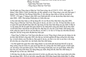 Công văn  400/CP-CN  thực hiện cơ chế  dự án thủy điện