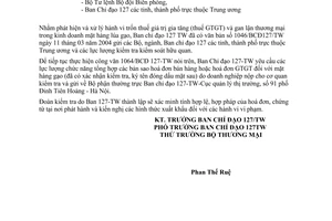 Công văn 1342/BCĐ-127 kiểm tra xử lý gian lận trốn thuế giá trị gia tăng trong kinh doanh mặt hàng lúa gạo