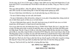 Công văn  885 TCT/DNK  hoàn thuế GTGT, trích khấu hao TSCĐ