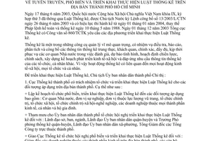 Chỉ thị 07/2004/CT-UB tuyên truyền phổ biến triển khai thực hiện Luật Thống kê địa bàn Hồ Chí Minh