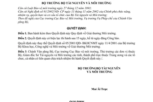 Quyết định 02/2004/QĐ-BTNMT Giải thưởng Môi trường