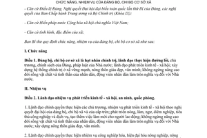 Quy định 95-QĐ/TW chức năng nhiệm vụ đảng bộ chi bộ cơ sở xã 2004