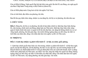 Quy định 94-QĐ/TW 2004 chức năng nhiệm vụ đảng bộ chi bộ cơ sở phường thị trấn