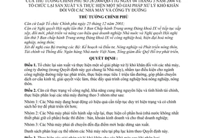 Quyết định 28/2004/QĐ-TTg tổ chức lại sản xuất thực hiện giải pháp xử lý khó khăn nhà máy  Công ty Đường