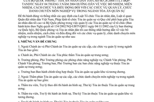 Thông tư liên tịch 28/2004/TTLT-BQP-TANDTC  hướng dẫn bổ nhiệm, miễn nhiệm, cách chức và điều động đối với chức vụ ngành tòa án quân sự