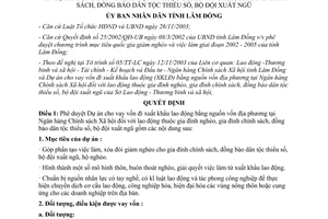 Quyết định 44/2004/QĐ-UBND duyệt cho vay vốn đi xuất khẩu lao động bằng nguồn vốn địa phương Lâm Đồng