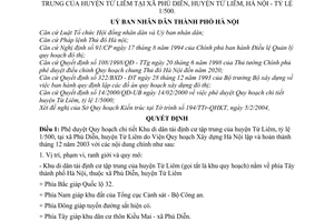 Quyết định 30/2004/QĐ-UB Quy hoạch chi tiết Khu di dân tái định cư tập trung huyện Từ Liêm xã Phú Diễn,Từ Liêm, Hà Nội, tỷ lệ 1/500