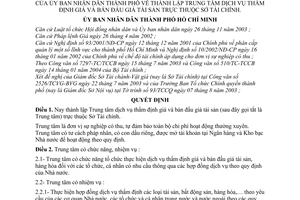 Quyết định 51/2004/QĐ-UB thành lập Trung tâm dịch vụ thẩm định giá bán đấu giá tài sản Sở Tài chính