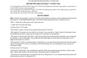 Quyết định 06/2004/QĐ-BGDĐT Quy chế Tuyển sinh hệ chính quy Trung học chuyên nghiệp sửa đổi 11/2003/QĐ-BDĐT