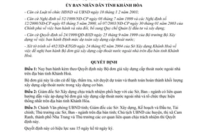 Quyết định 35/2004/QĐ-UB Bộ đơn giá xây dựng cấp thoát nước ngoài nhà