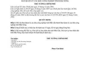 Quyết định 32/2004/QĐ-TTg đổi tên BQL khu công nghiệp tỉnh Đắk Lắk thành BQL khu công nghiệp Đắk Nông