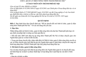 Quyết định 34/2004/QĐ-UB  Đề án chuyển đổi mô hình tổ chức, quản lý điện nông thôn Thành phố Hà Nội