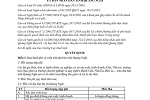 Quyết định 82/2004/QĐ-UB  phí vệ sinh trên địa bàn tỉnh Quảng Ngãi