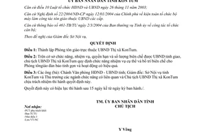 Quyết định 08/2004/QĐ-UB thành lập Phòng tôn giáo Thị xã Kon Tum