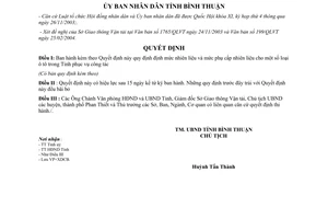 Quyết định 23/2004/QĐ-UBBT định mức mức phụ cấp nhiên liệu ô tô phục vụ công tác Bình Thuận