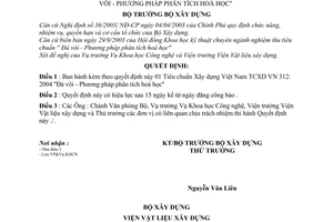 Quyết định 03/2004/QĐ-BXD Tiêu chuẩn xây dựng Việt Nam TCXD VN 312 : 2004 "Đá vôi - Phương pháp phân tích hoá học"