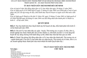 Quyết định 56/2004/QĐ-UB Kế hoạch chỉ đạo, điều hành phát triển kinh tế-xã hội thành phố 2004